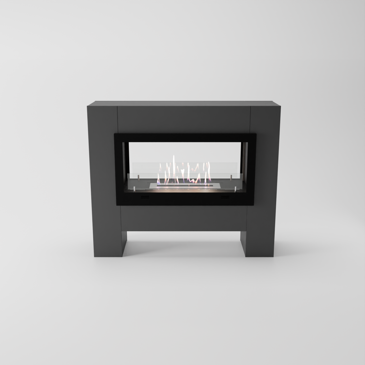 Glow Fire Harstad Ethanol Kamin, Standkamin Grau, Bioethanolkamin, Ethanolofen