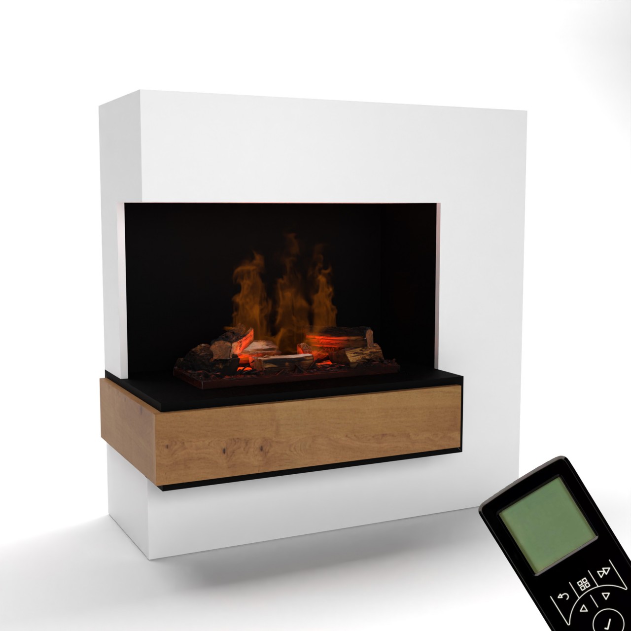 Glow Fire Planck Hoch Elektrokamin OMC 600 mit Deluxe Echtholzdekoration