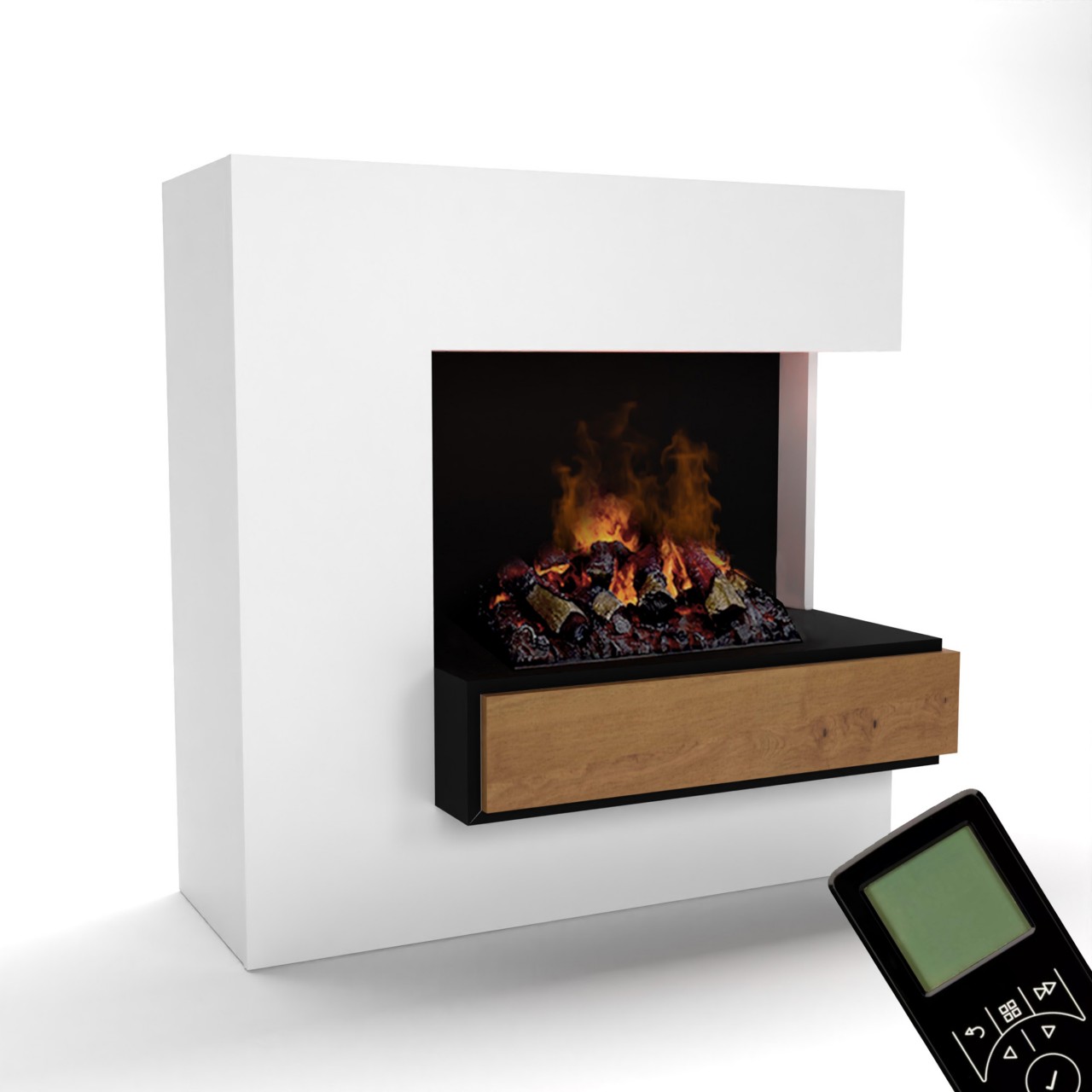 Glow Fire Planck Hoch Elektrokamin Opti-Myst Cassette 500 mit Holzdekoration