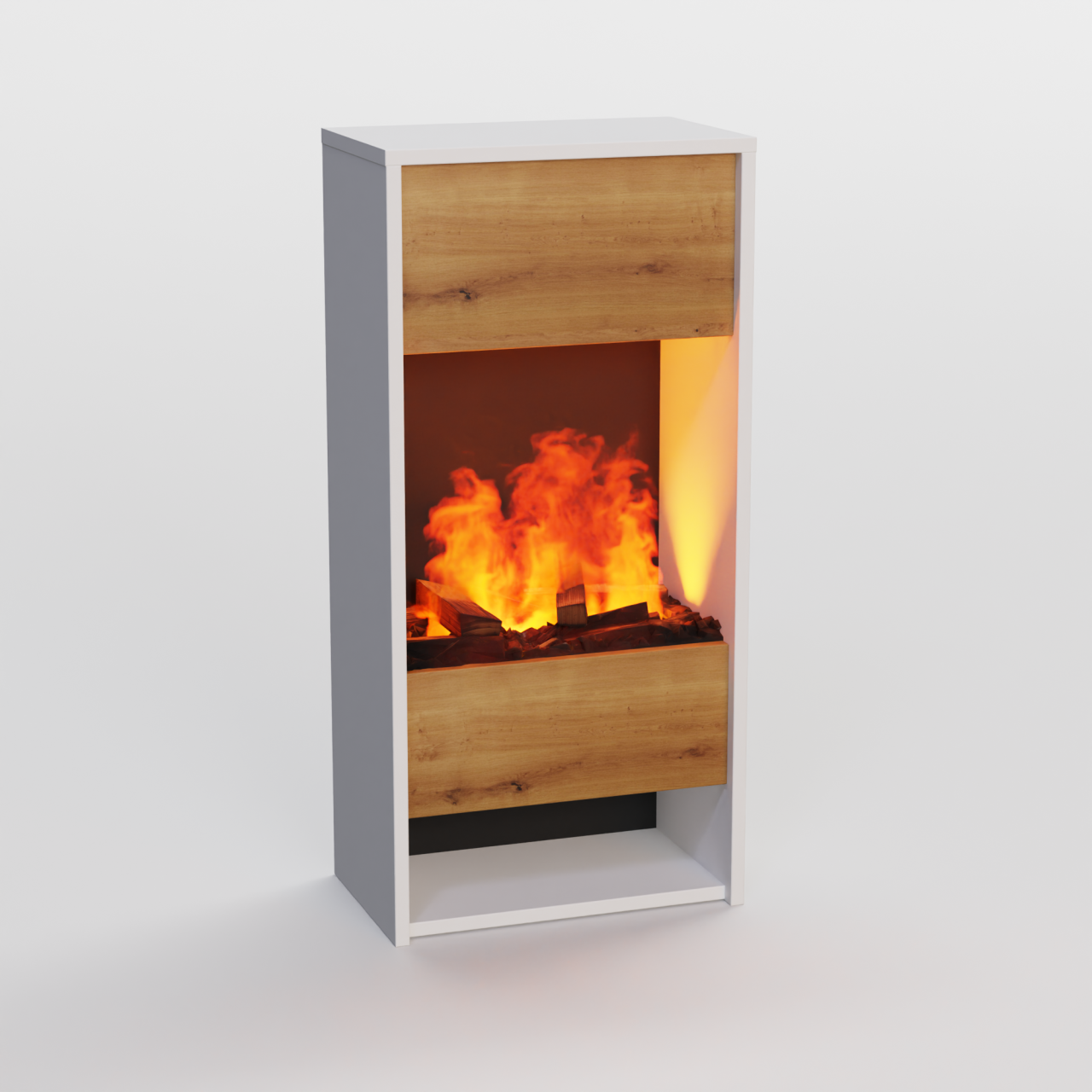 Glow Fire OGF3 Weiß Elektrokamin mit Wasserdampf, Standkamin modern, Elektrischer Dekokamin