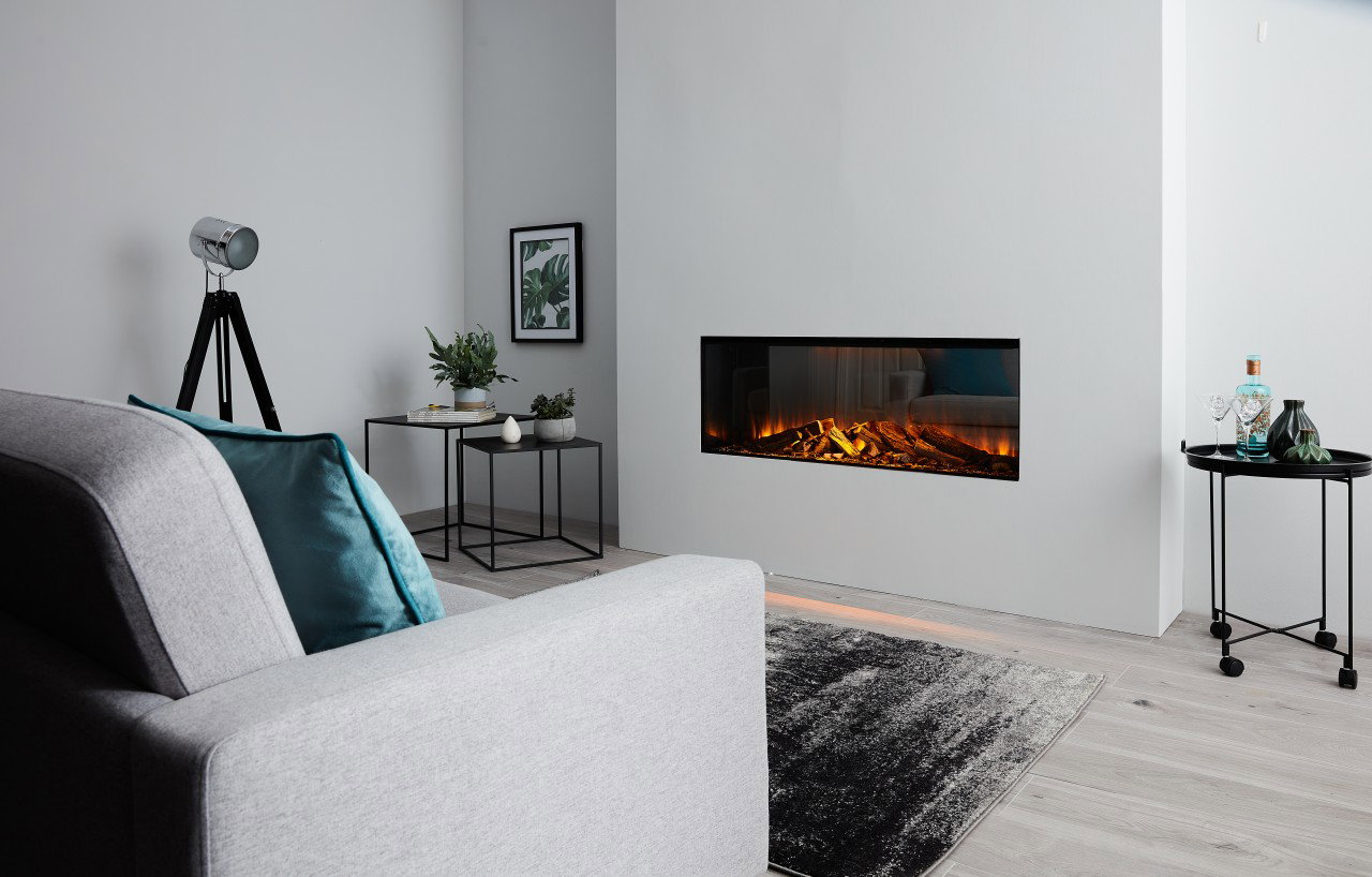 British Fires New Forest Elektrokamin , Elektrokamineinsatz mit Heizung, Standkamin modern, Elektrischer Dekokamin