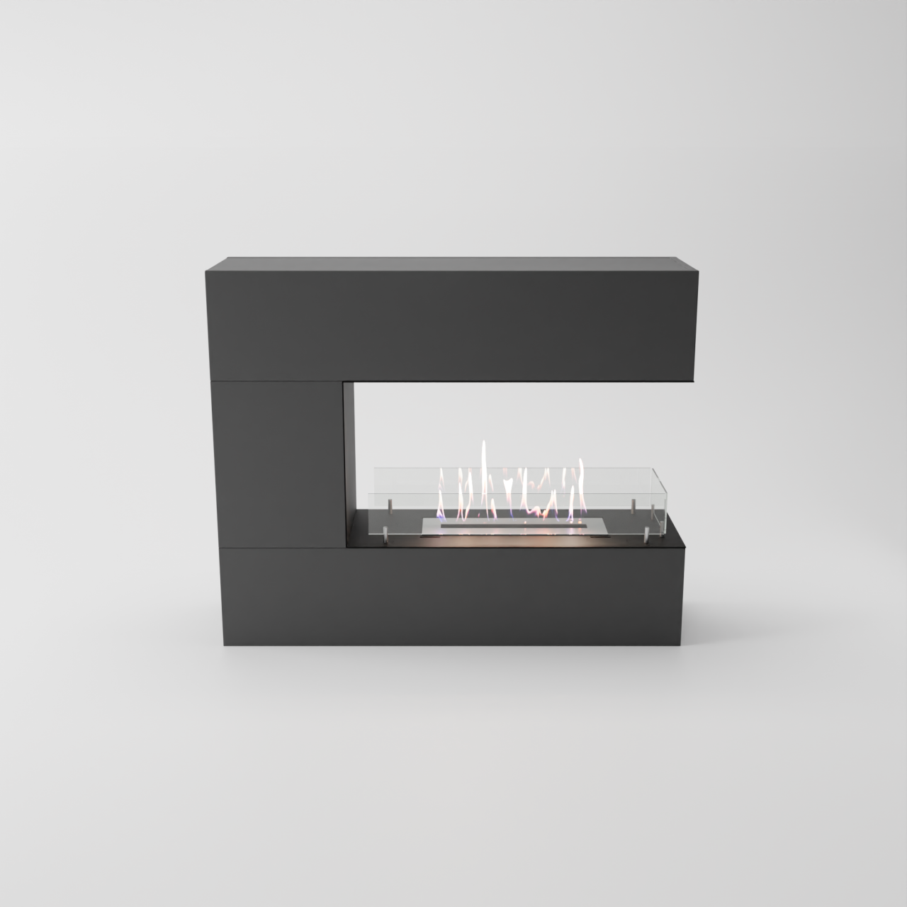 Glow Fire Oakland mini Ethanol Kamin, Standkamin Grau, Bioethanolkamin, Ethanolofen