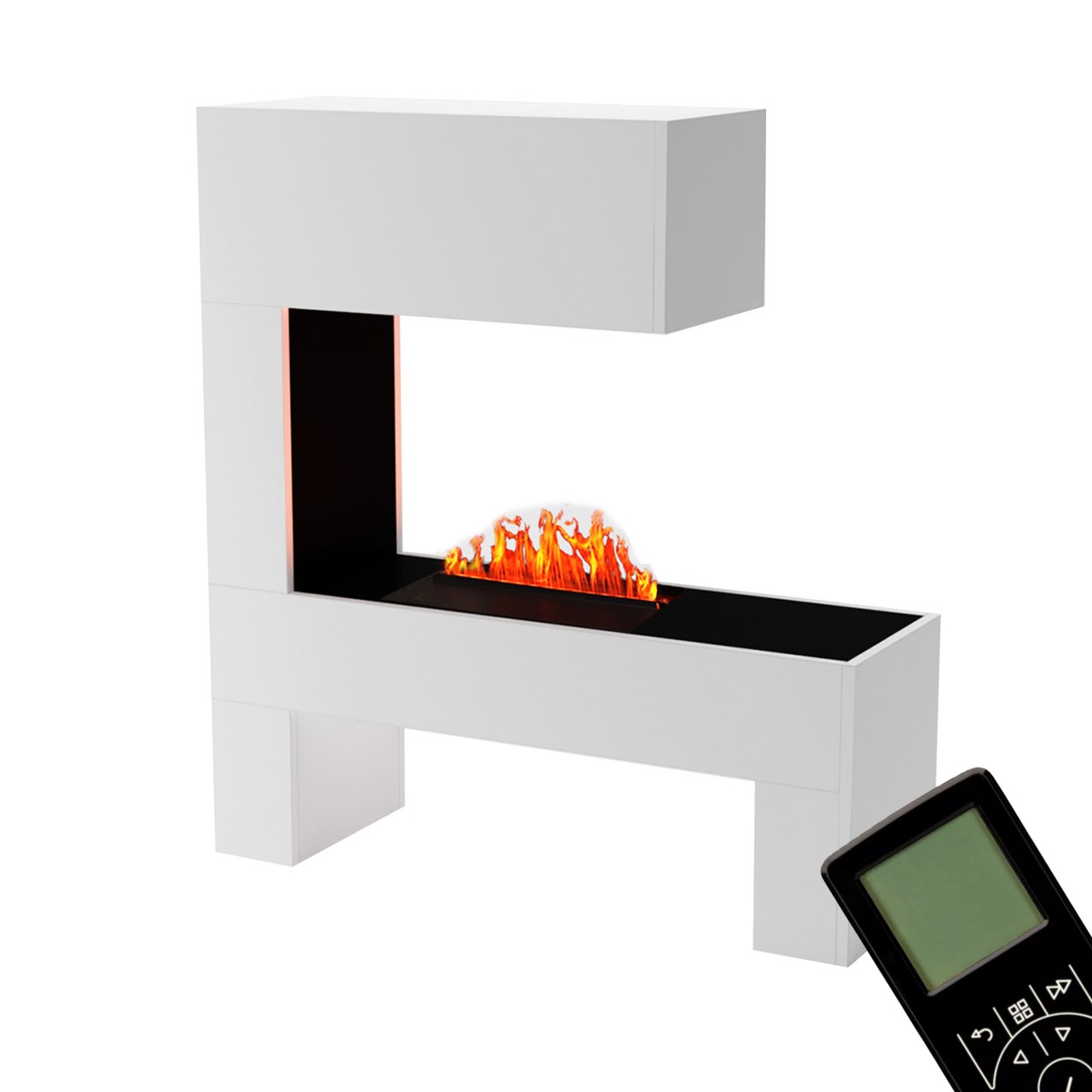Glow Fire Mozart Weiß Elektrokamin mit Wasserdampf, Standkamin modern, Elektrischer Dekokamin
