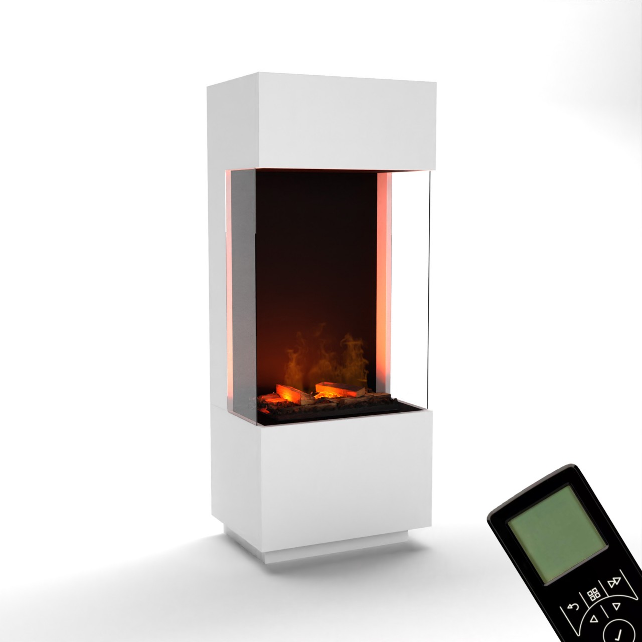 Glow Fire OGF 1 Elektrokamin mit Wasserdampf, Standkamin modern, Elektrischer Dekokamin als Raumteiler