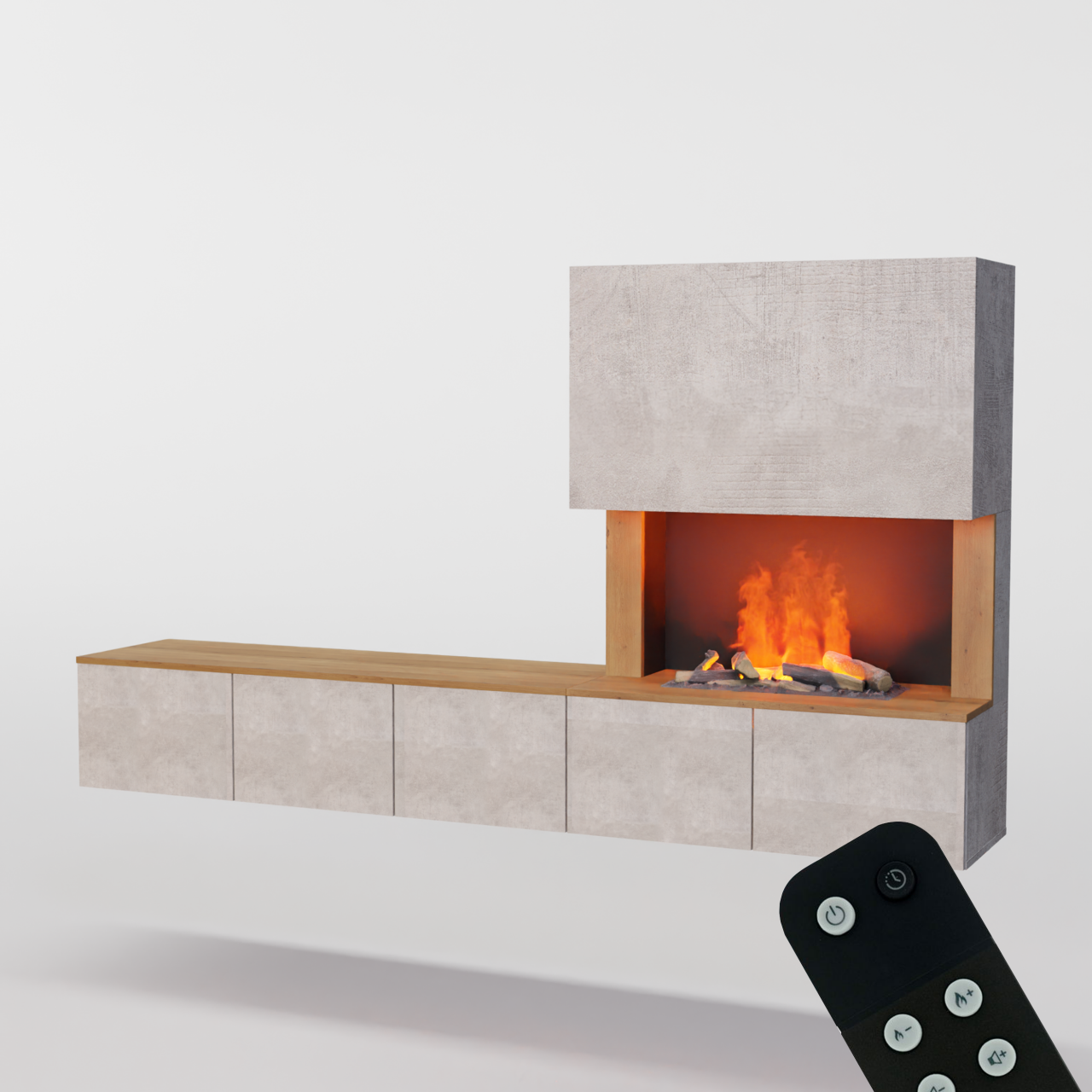 Glow Fire CW5 Wohnwand mit Kamin mit Wasserdampf Elektrokamin, Standkamin, Elektrischer Standkamin mit Heizung, Dekokamin