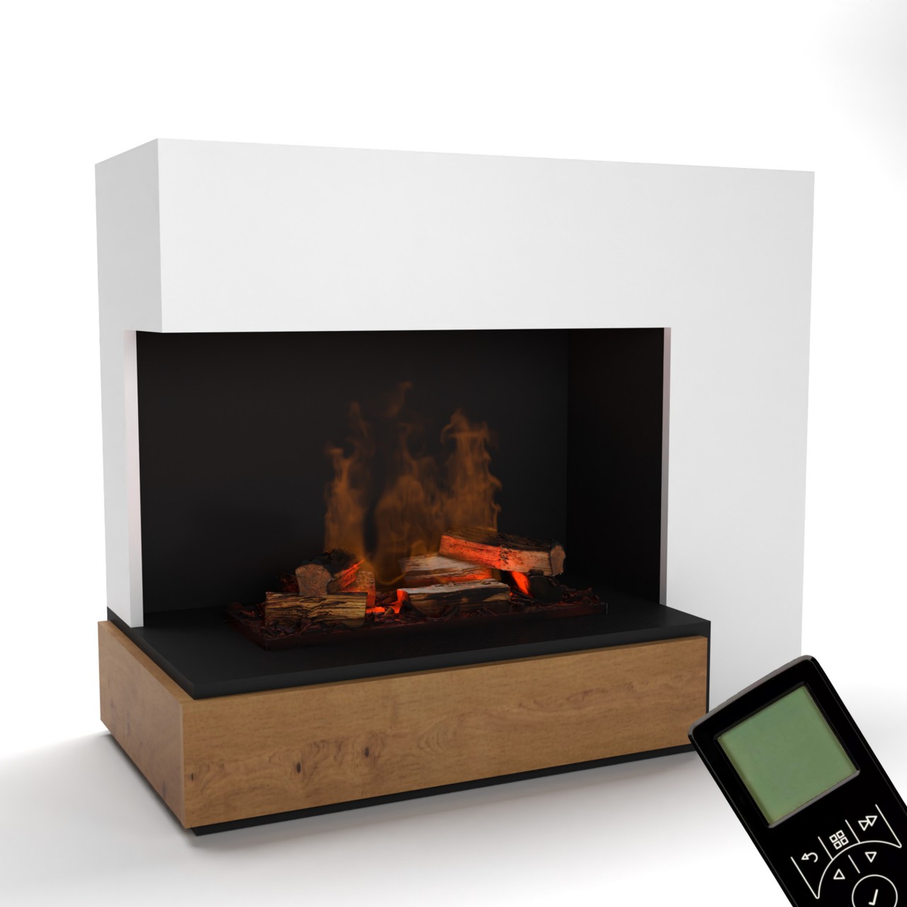Glow Fire Planck Elektrokamin OMC 600 mit Deluxe Echtholzdekoration