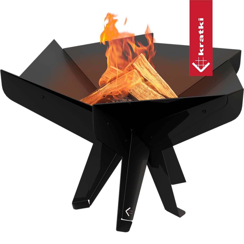 Kratki Hex Feuerstelle in Schwarz aus Stahl