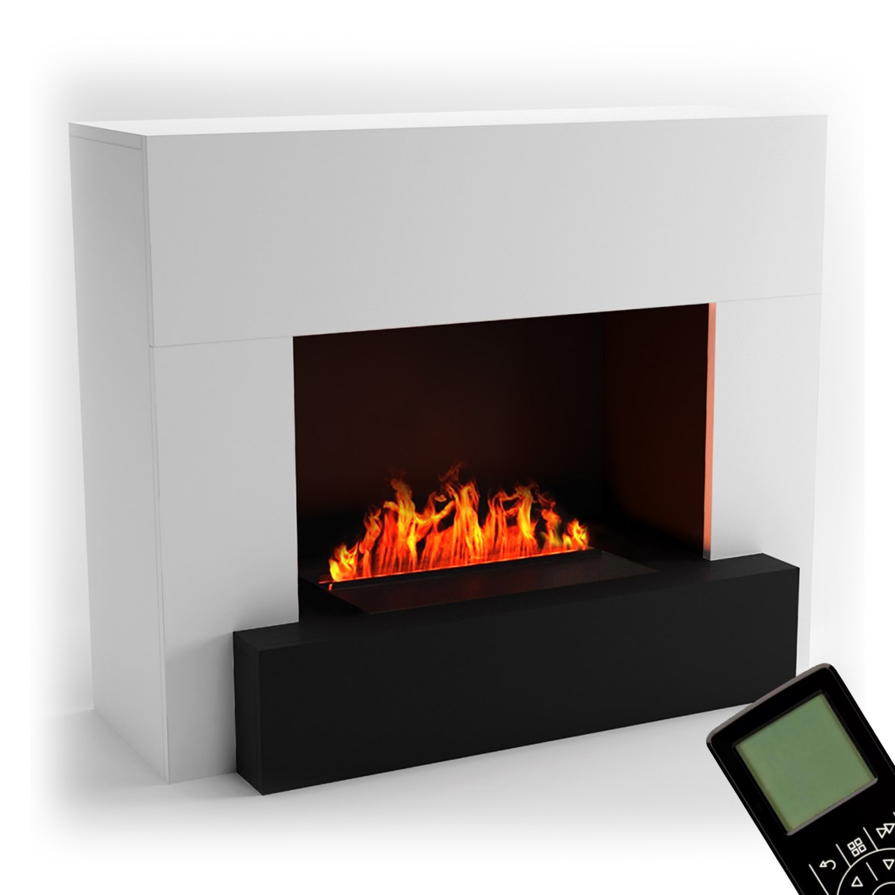 Glow Fire Hauptmann Weiß Elektrokamin mit Wasserdampf, Standkamin modern, Elektrischer Dekokamin