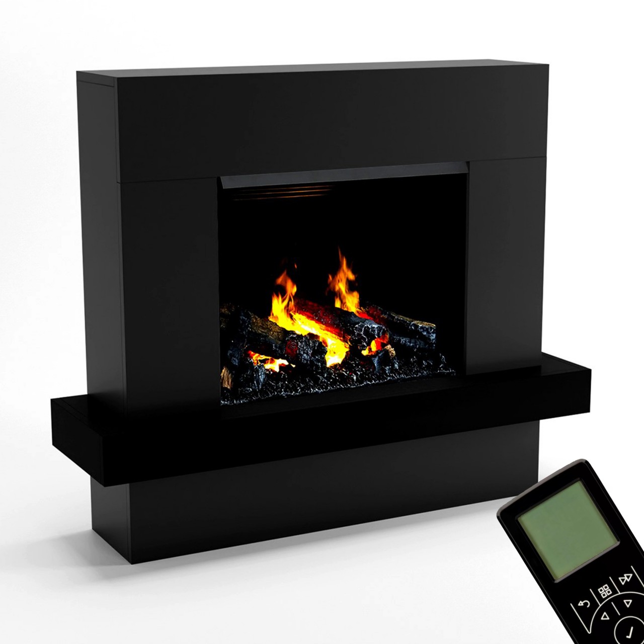 Glow Fire Hera Opti Myst Schwarz Elektrokamin mit Wasserdampf, Standkamin modern, Elektrischer Dekokamin