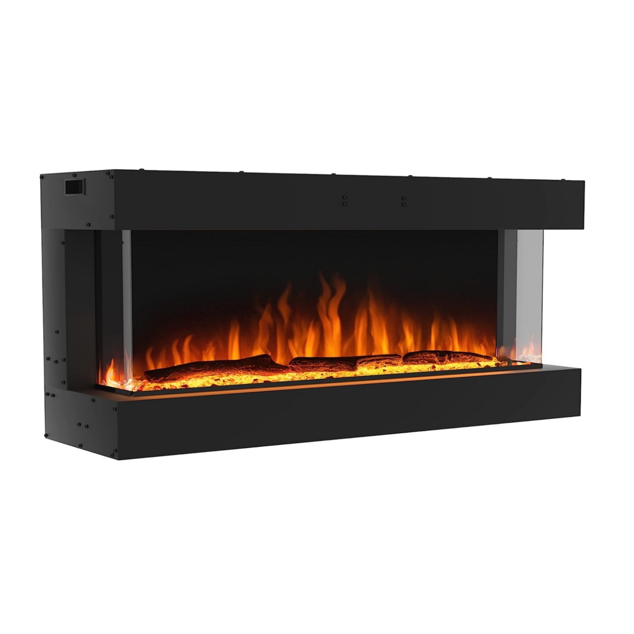 Garlvio Insert 3-Sided 90 Einbaukamin, Standkamin, Elektrischer Standkamin mit Heizung, Dekokamin