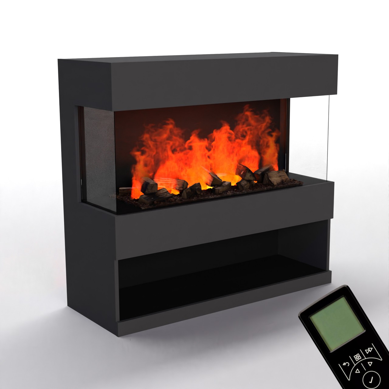 Glow Fire OGF2 1000 Weiß Elektrokamin mit Wasserdampf, Standkamin modern, Elektrischer Dekokamin