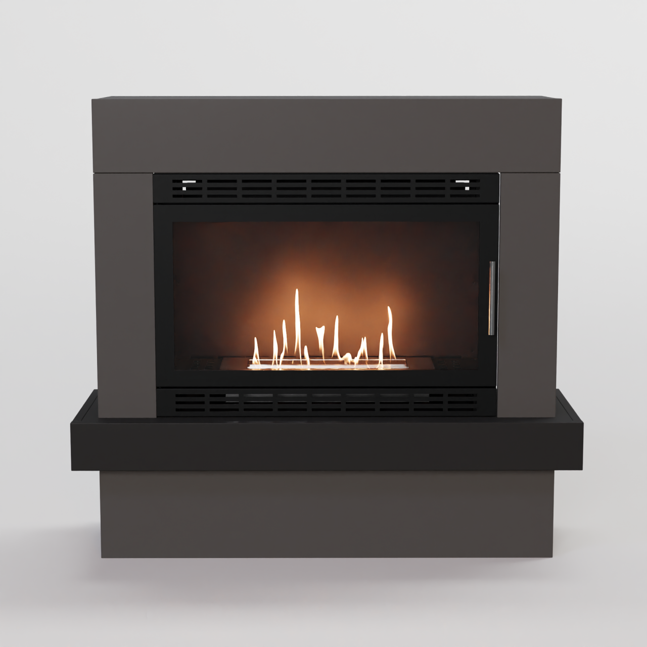 Glow Fire Larvik XL Vision Ethanol Kamin Grau, Standkamin, Bioethanolkamin, Ethanolofen