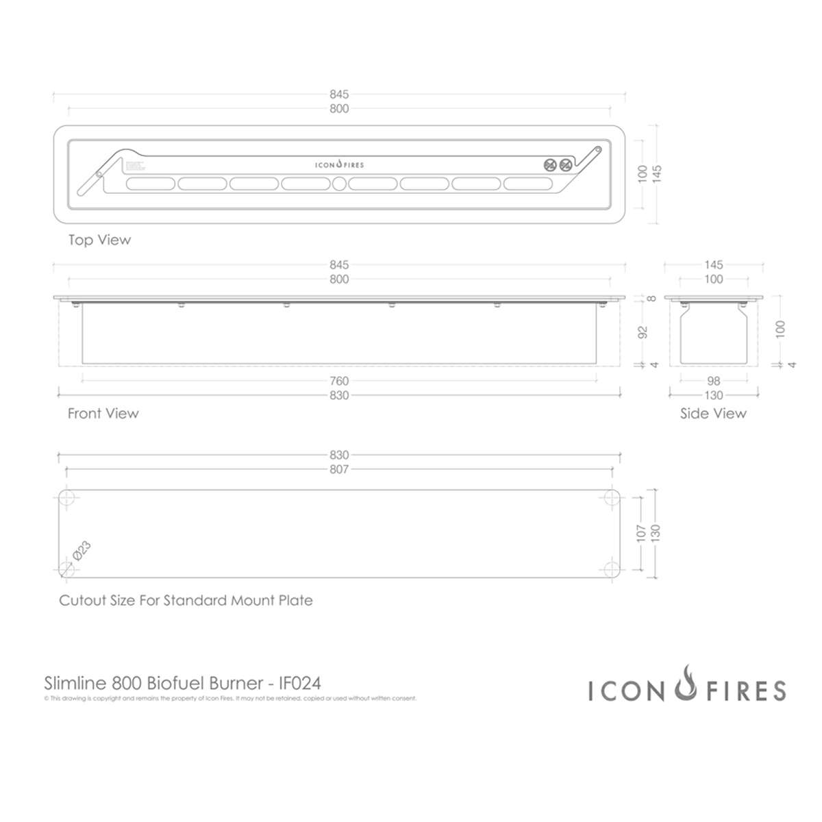 Icon Fires Double Sided Slimline Firebox Ethanolkamin online kaufen