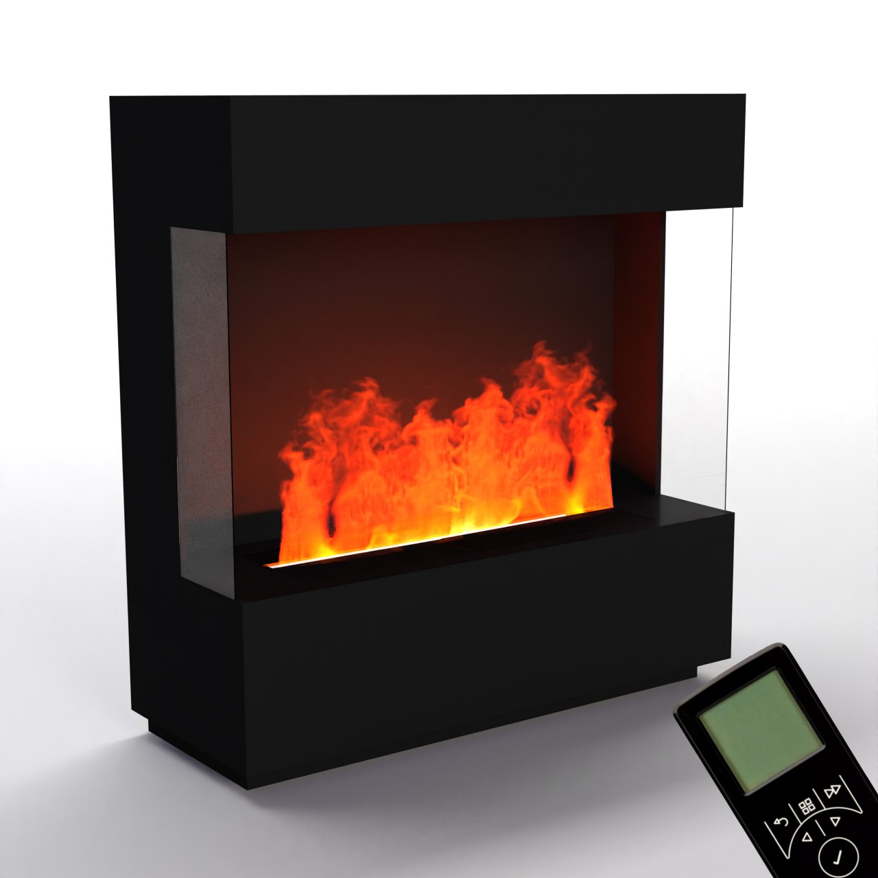 Glow Fire OGF1 1000 Weiß Elektrokamin mit Wasserdampf, Standkamin modern, Elektrischer Dekokamin