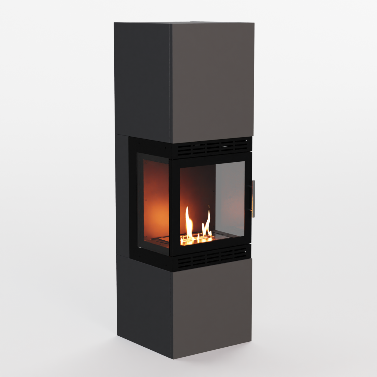 Glow Fire Lillesand Hoch Vision Ethanol Kamin Grau, Standkamin, Bioethanolkamin, Ethanolofen