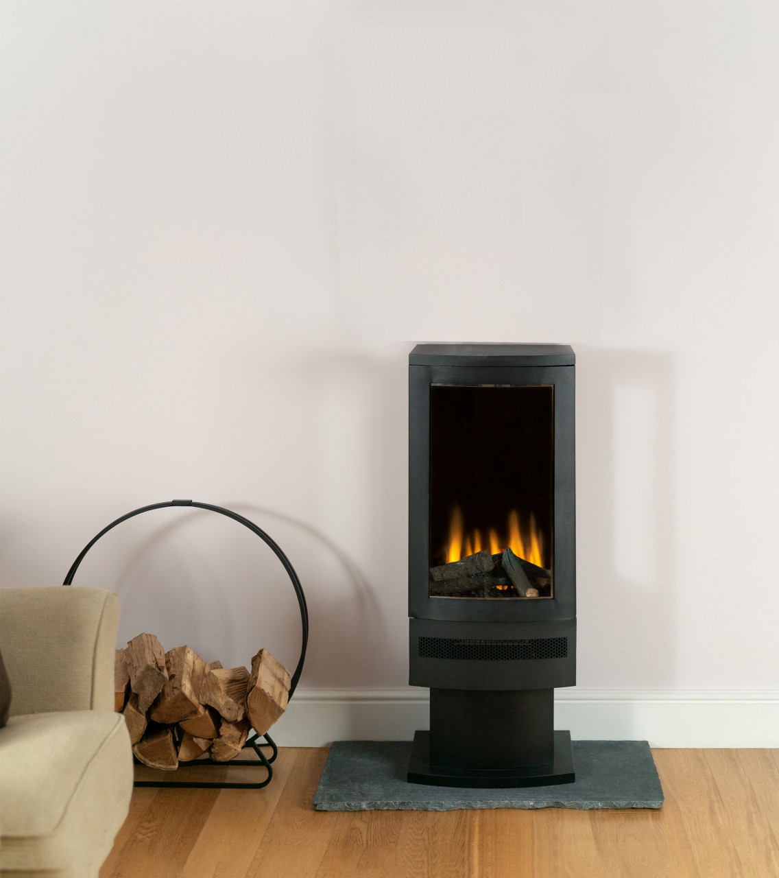 British Fires Bramshaw Elektrokaminofen mit Heizung, LED Ofen, Standkamin modern, Elektrischer Dekokamin