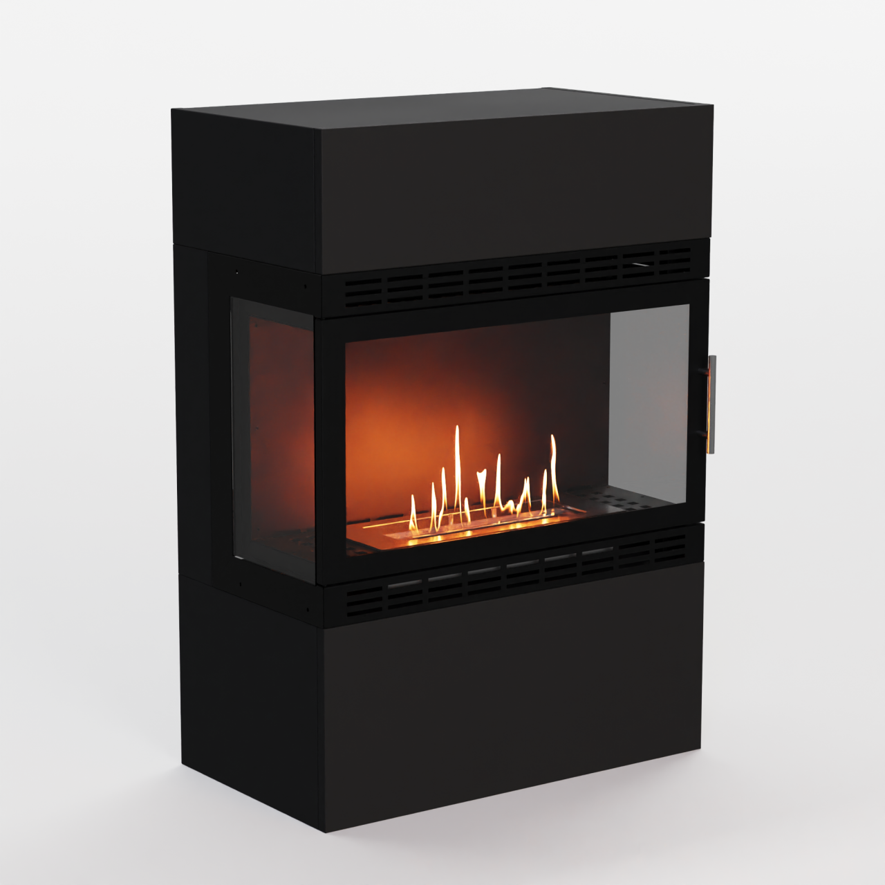 Glow Fire Lillesand Vision Ethanol Kamin Schwarz, Standkamin, Bioethanolkamin, Ethanolofen