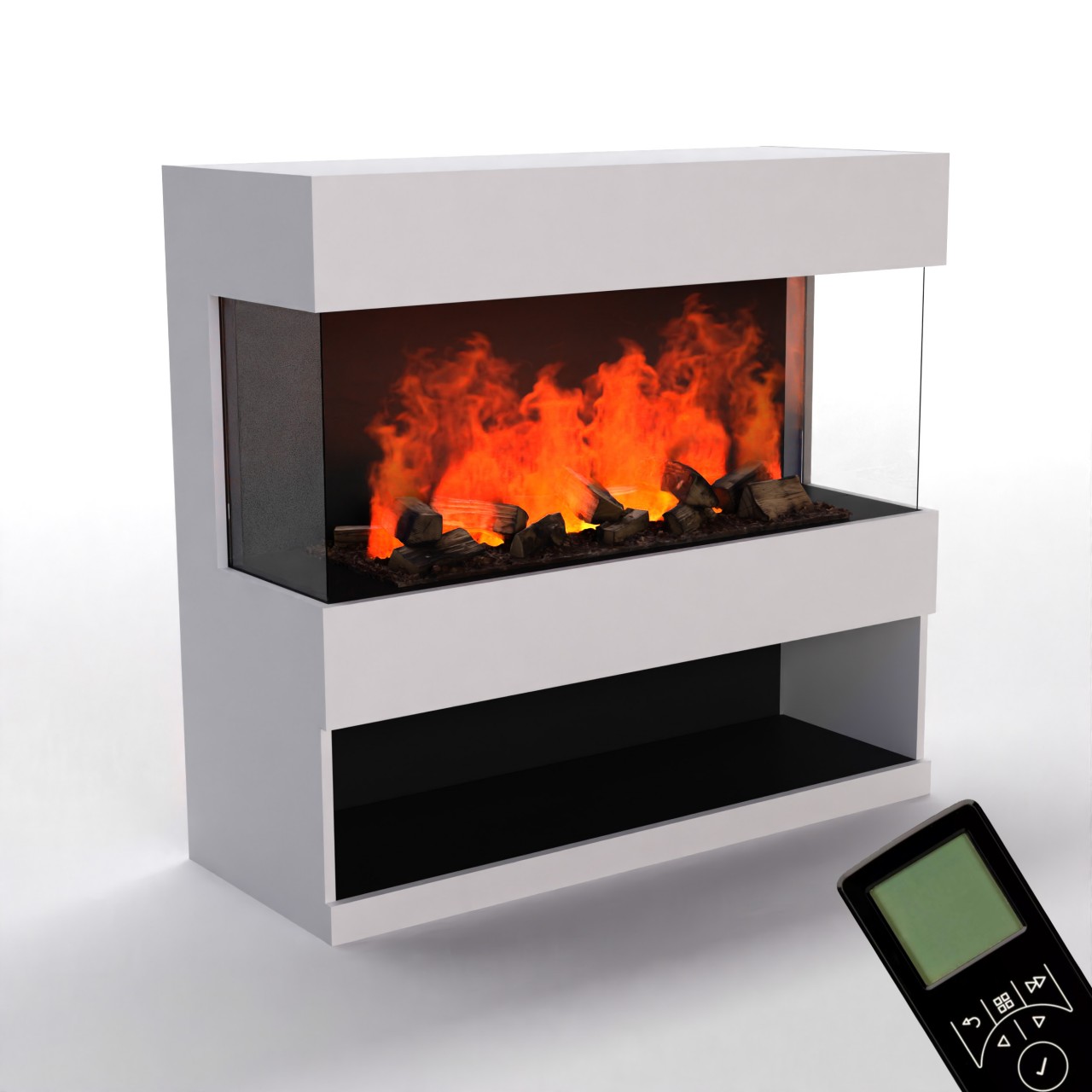 Glow Fire OGF2 1000 Weiß Elektrokamin mit Wasserdampf, Standkamin modern, Elektrischer Dekokamin
