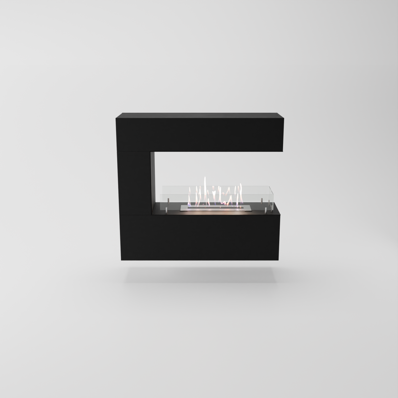 Glow Fire Orkland Wall Ethanol Kamin, Standkamin Schwarz, Bioethanolkamin, Ethanolofen