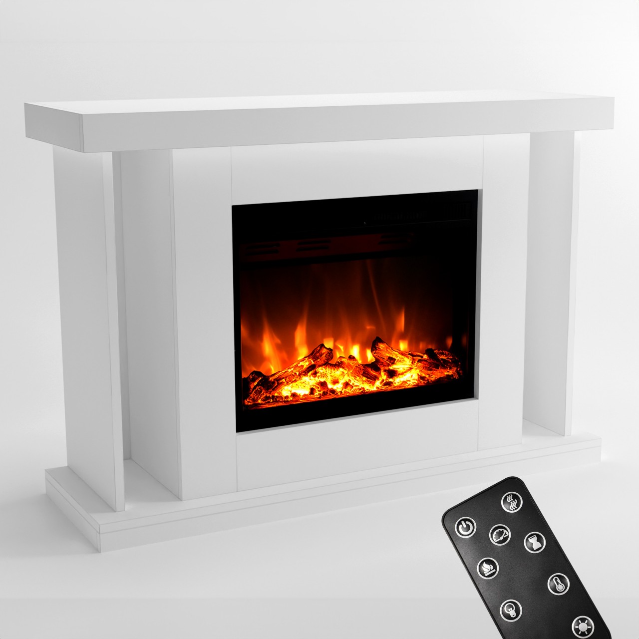 Glow Fire Tarvos Elektrokamin, Standkamin, Elektrischer Standkamin mit Heizung, Dekokamin