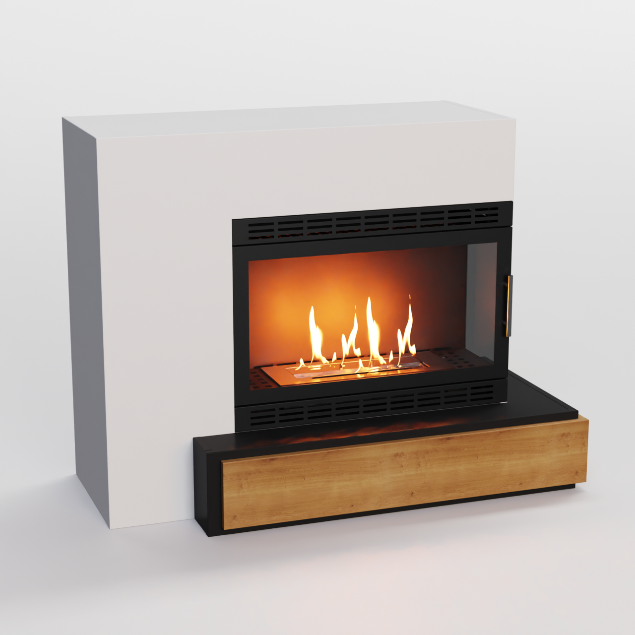 Glow Fire Narvik XL Vision Ethanol Kamin Weiß, Standkamin, Bioethanolkamin, Ethanolofen