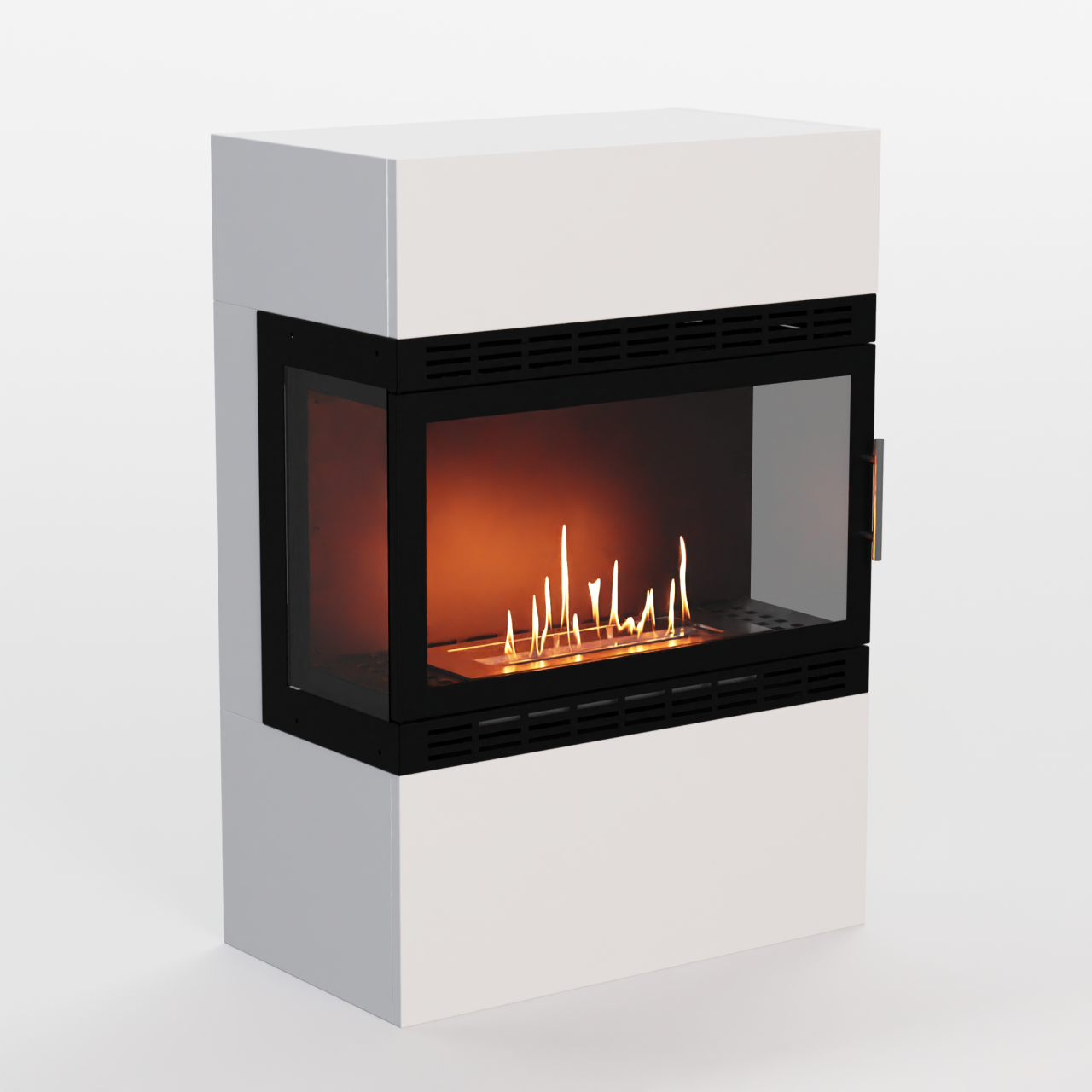 Glow Fire Lillesand Vision Ethanol Kamin Weiß, Standkamin, Bioethanolkamin, Ethanolofen