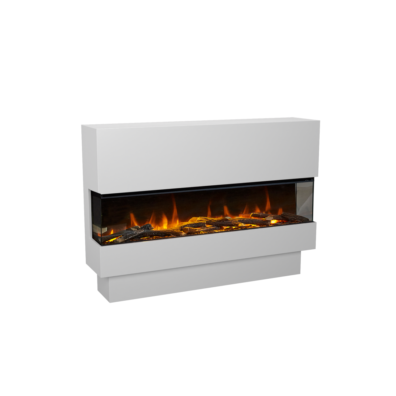 Kaminlicht 1600 Weiß Elektrokamin, Elektrokamineinsatz mit Heizung, Standkamin modern, Elektrischer Dekokamin