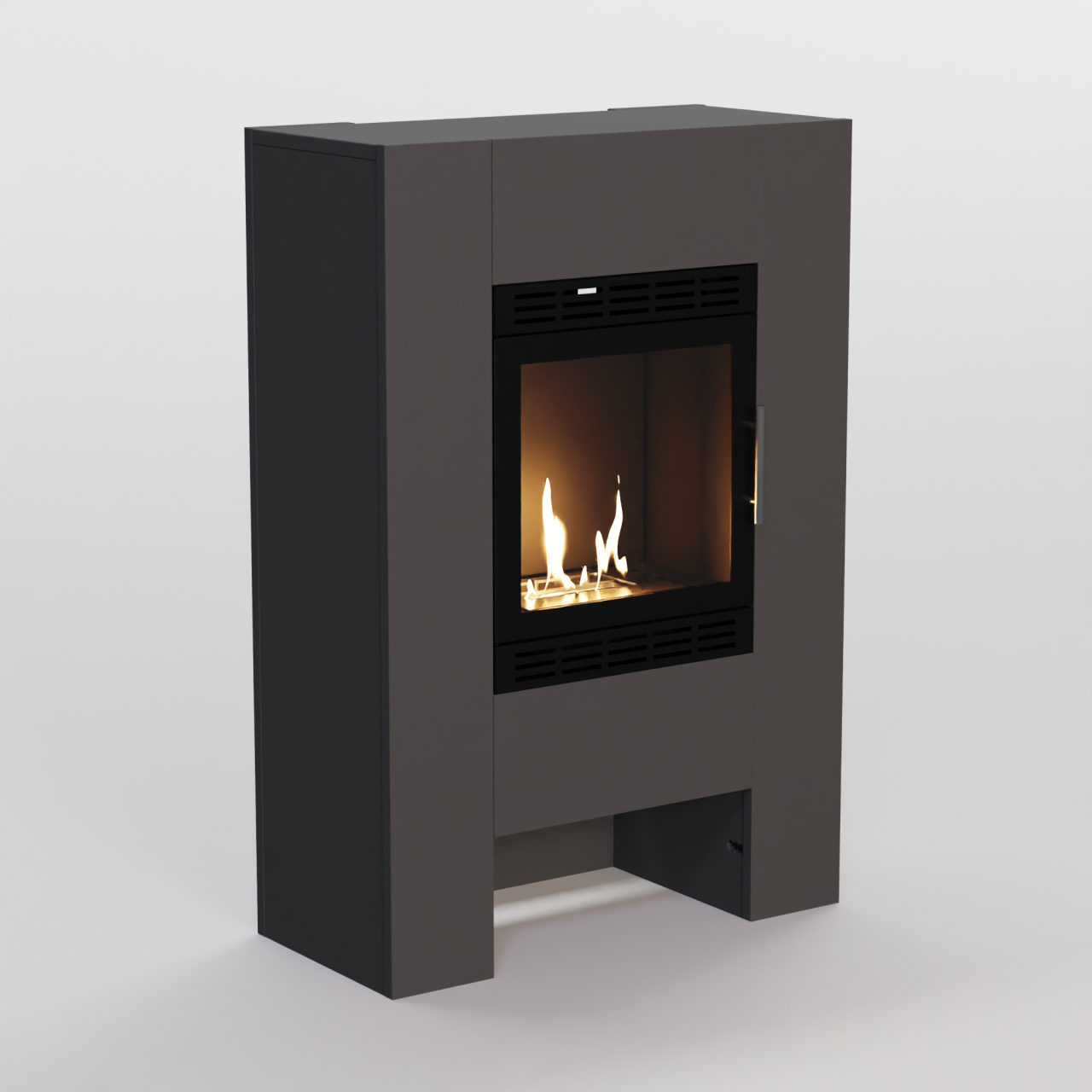 Glow Fire Harstad Vision Ethanol Kamin Grau, Standkamin, Bioethanolkamin, Ethanolofen