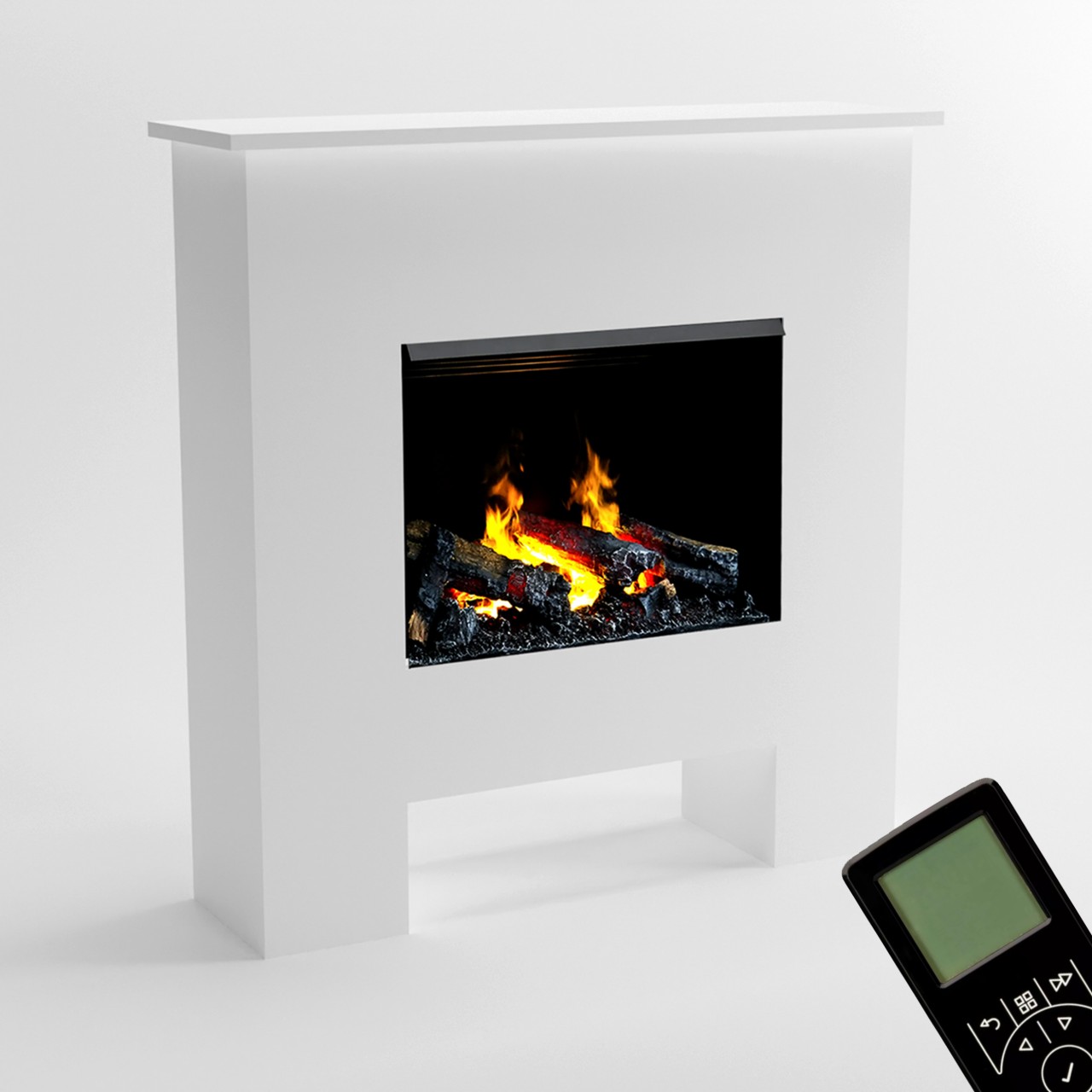 Glow Fire Poseidon Opti Myst Weiß Elektrokamin mit Wasserdampf, Standkamin modern, Elektrischer Dekokamin