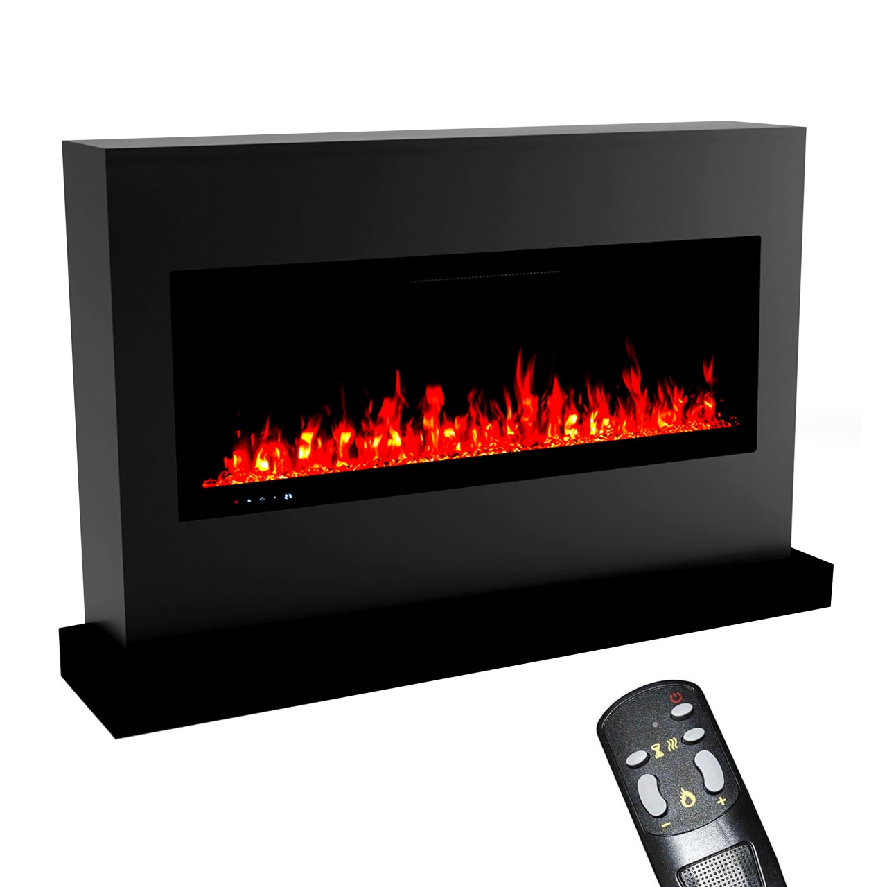 Glow Fire Zeus Schwarz Elektrokamin, Standkamin, Elektrischer Standkamin mit Heizung, Dekokamin