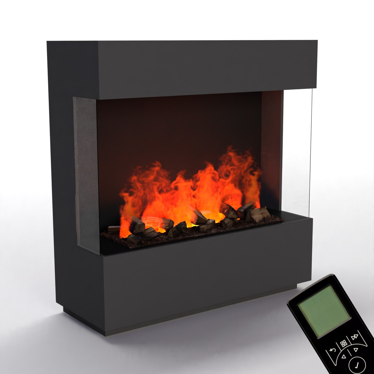 Glow Fire OGF1 1000 Weiß Elektrokamin mit Wasserdampf, Standkamin modern, Elektrischer Dekokamin