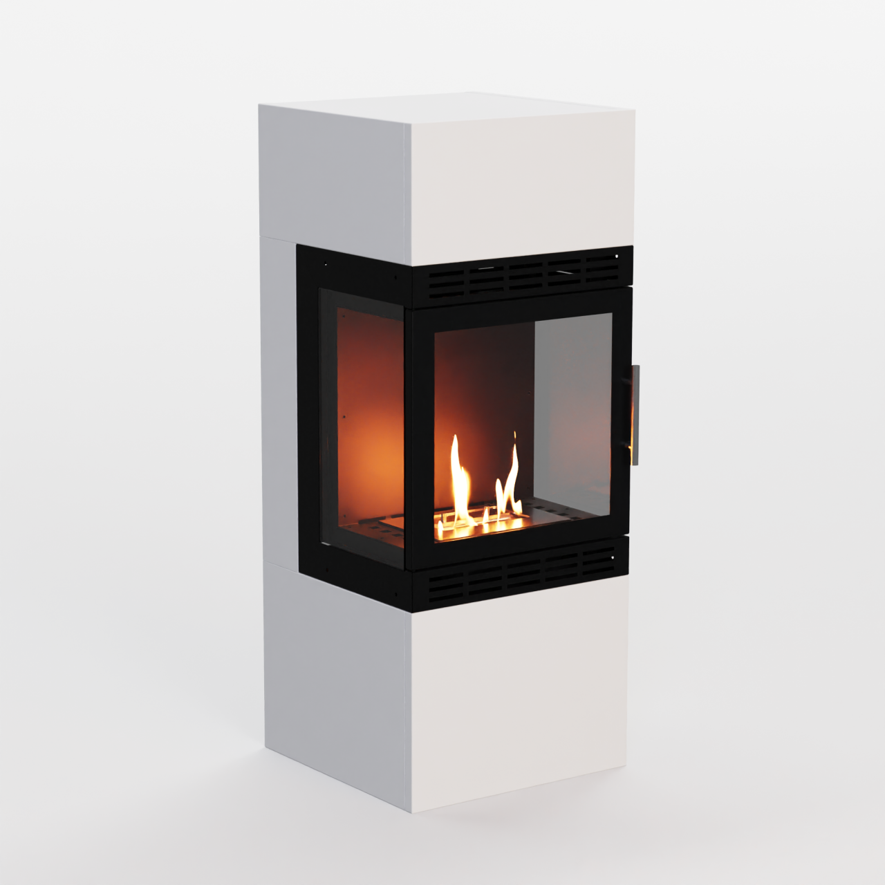 Glow Fire Lillesand Vision Ethanol Kamin Weiß, Standkamin, Bioethanolkamin, Ethanolofen