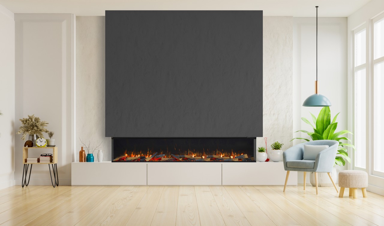 Trimline E220 Solus Elektrokamin , Elektrokamineinsatz mit Heizung, Standkamin modern, Elektrischer Dekokamin