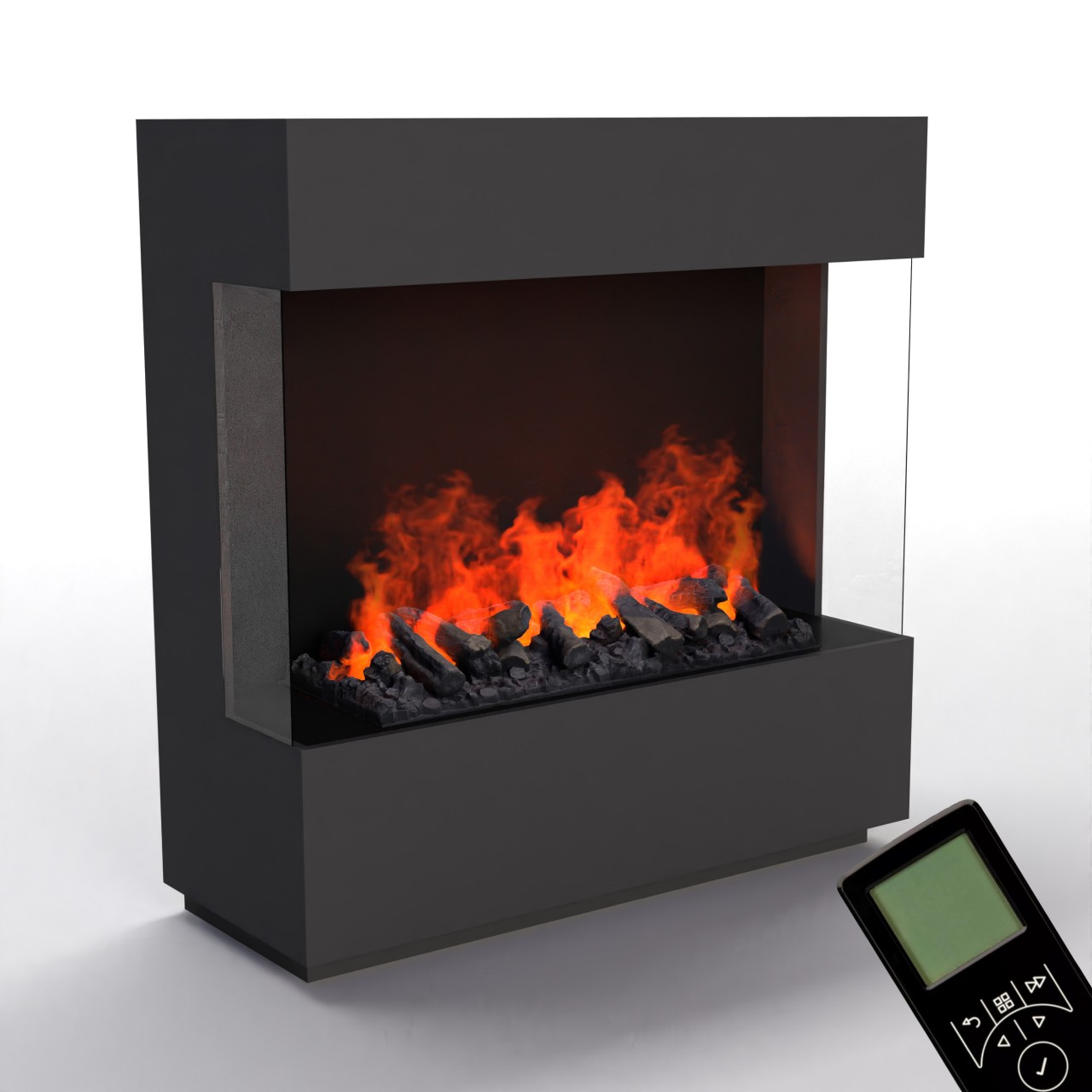 Glow Fire OGF1 1000 Weiß Elektrokamin mit Wasserdampf, Standkamin modern, Elektrischer Dekokamin