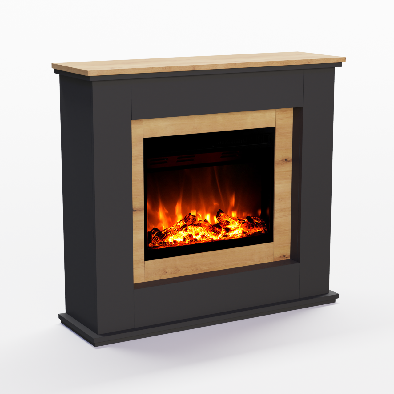 Glow Fire Europa Oak Weiß Elektrokamin, Standkamin, Elektrischer Standkamin mit Heizung, Dekokamin