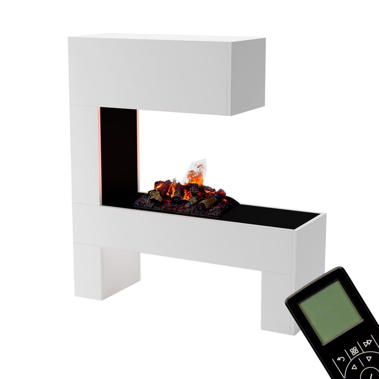 Glow Fire Mozart Weiß Elektrokamin mit Wasserdampf, Standkamin modern, Elektrischer Dekokamin
