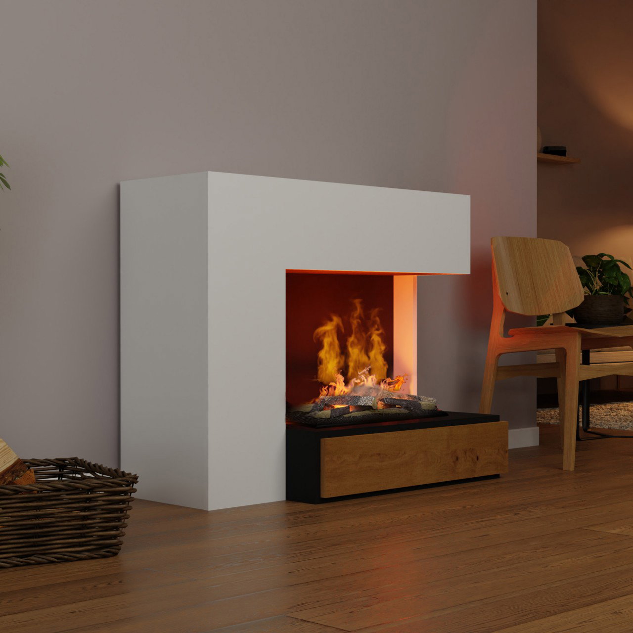 Glow Fire Planck Hoch Rechtssoffen Elektrokamin mit Wasserdampf, Standkamin modern, Elektrischer Dekokamin als Raumteiler