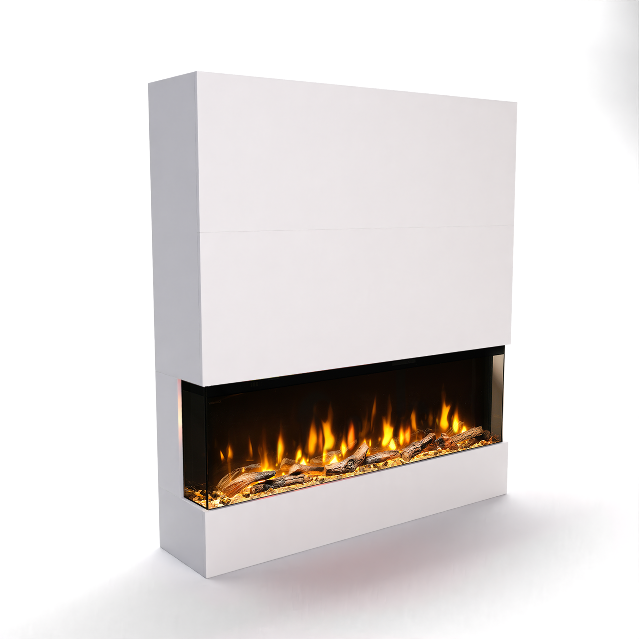 Dimplex Fernsehwand Case 1-60 Elektrokamin, moderne Wohnwand mit integriertem Elektrokamin und TV-Aussparung (Cinewall) – Weiß (160,8x180x37,9cm)