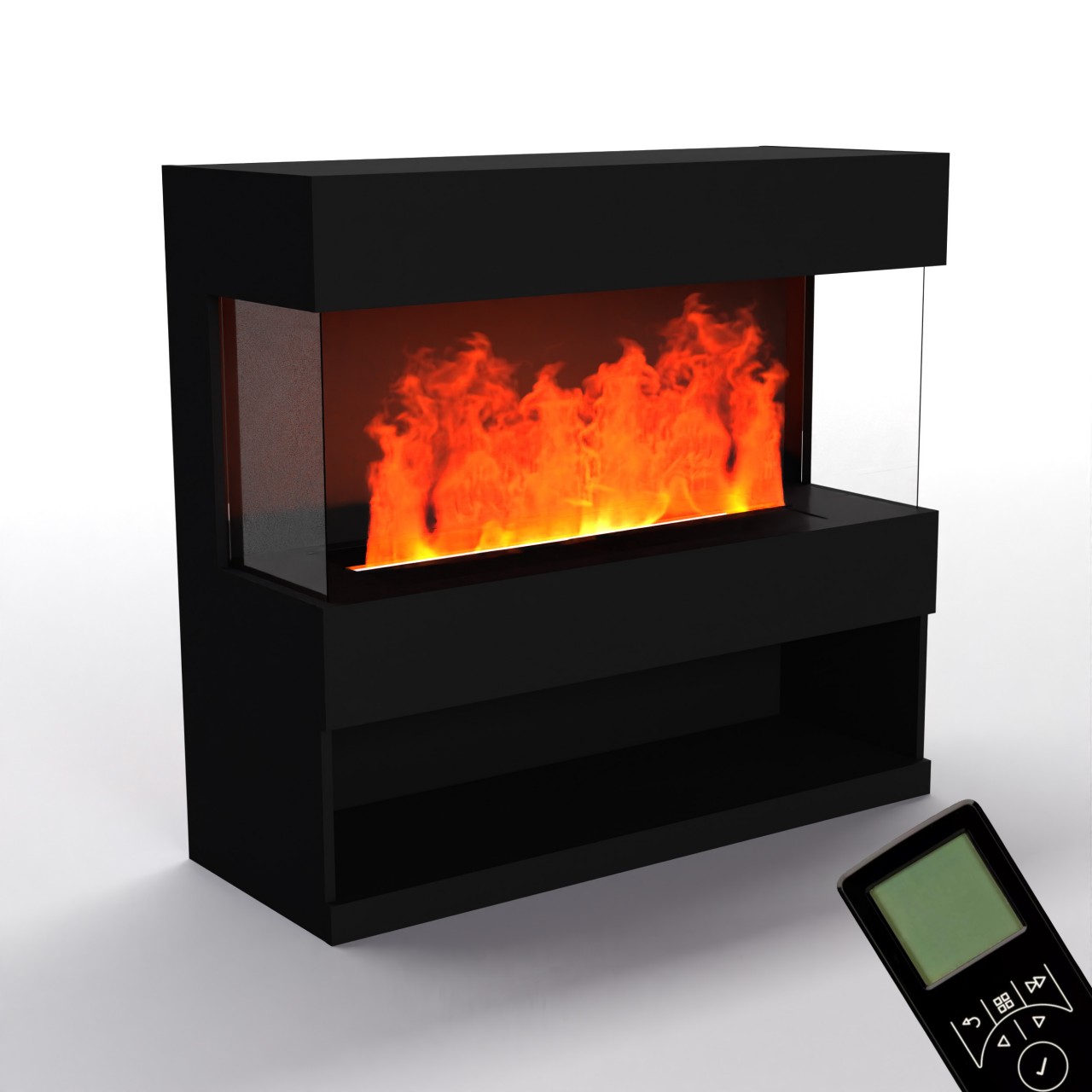 Glow Fire OGF2 1000 Weiß Elektrokamin mit Wasserdampf, Standkamin modern, Elektrischer Dekokamin