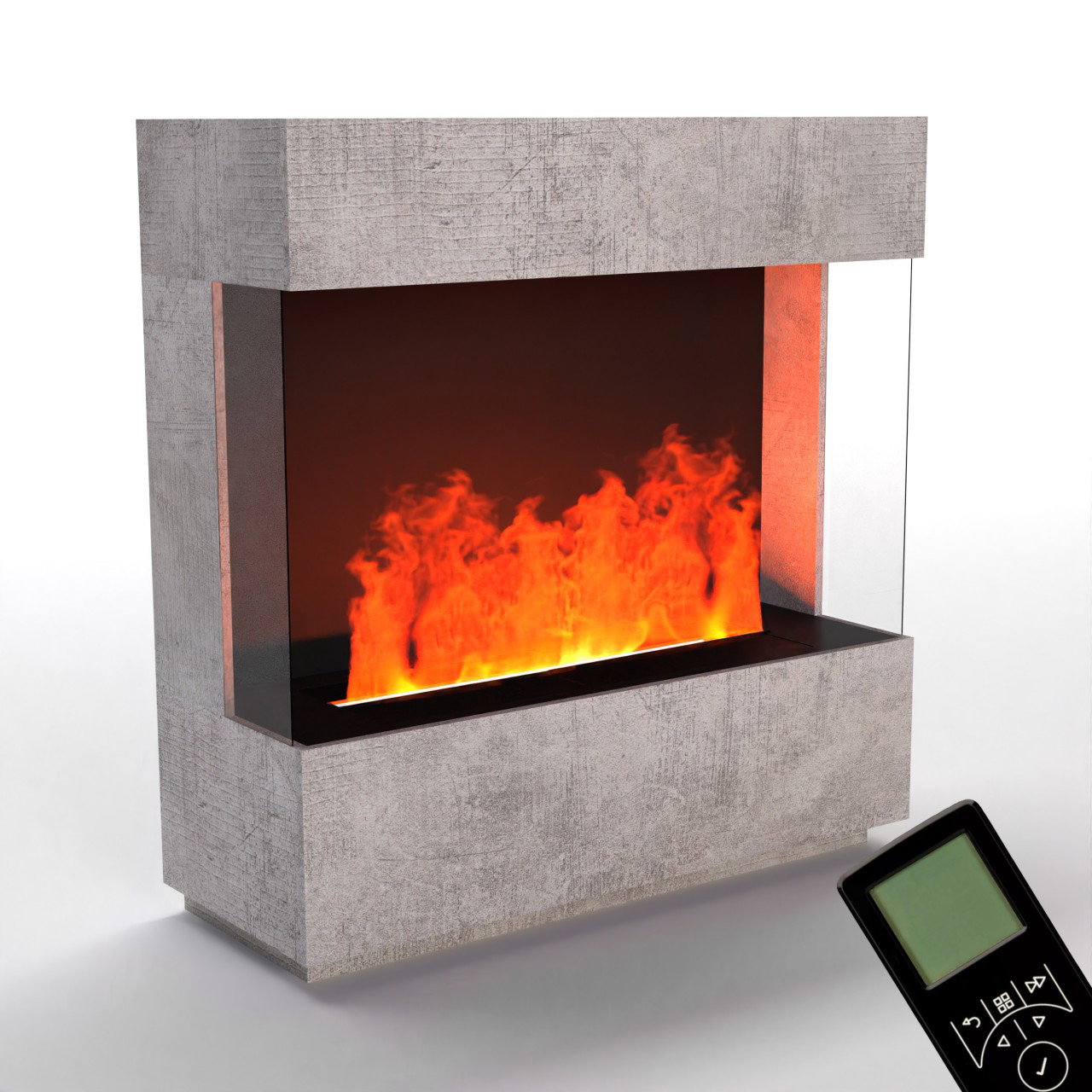 Glow Fire OGF1 1000 Weiß Elektrokamin mit Wasserdampf, Standkamin modern, Elektrischer Dekokamin