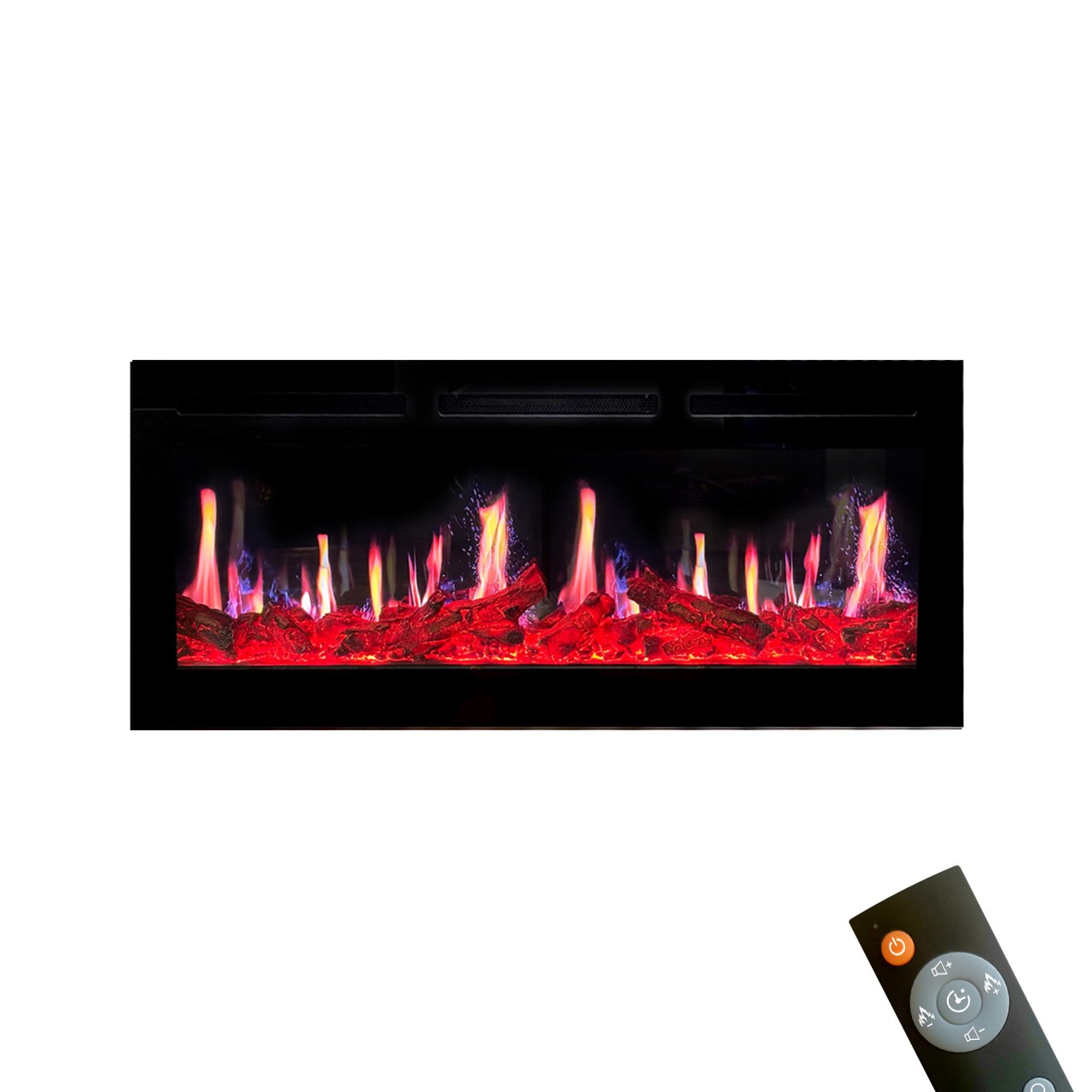 Glow Fire SCM Schwarz Elektrokamin , Screen Motion, Elektrokamineinsatz mit Heizung, Wandkamin modern, Elektrischer Dekokamin