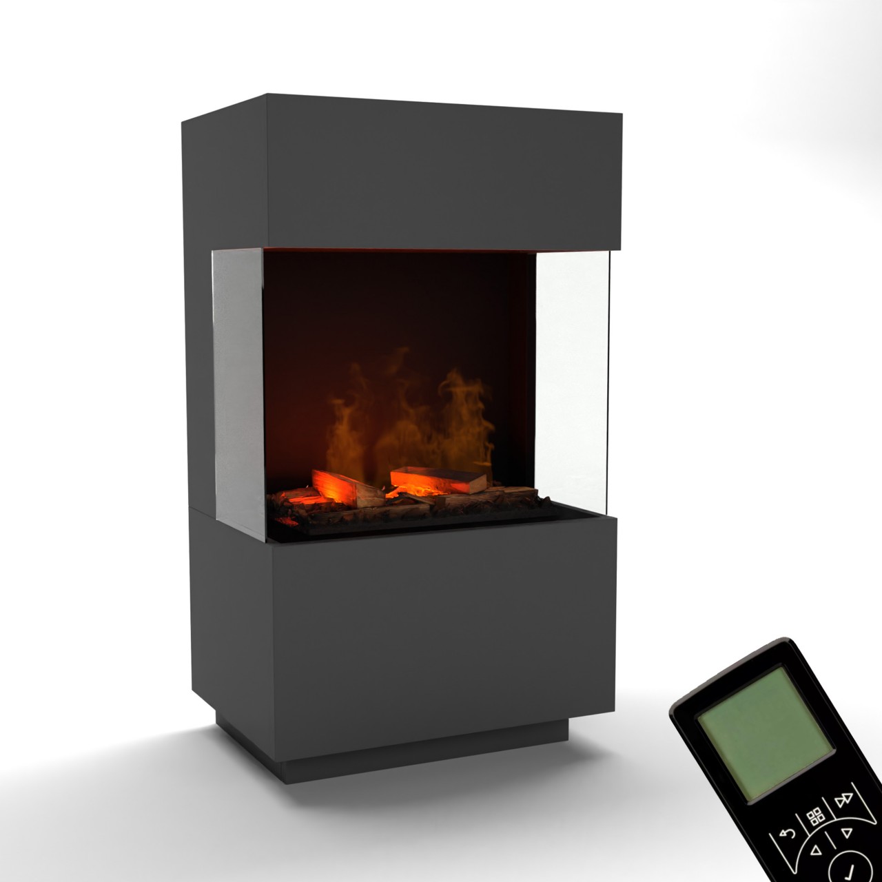 Glow Fire OGF1 Mini Grau Elektrokamin mit Wasserdampf, Standkamin modern, Elektrischer Dekokamin als Raumteiler