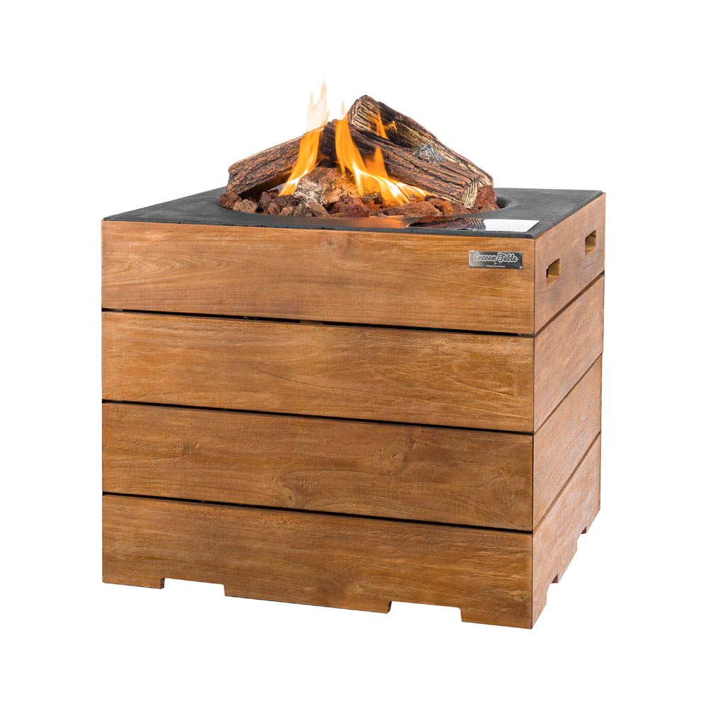 Happy Cocooning quadratischer Lounge Feuertisch Teakholz online kaufen