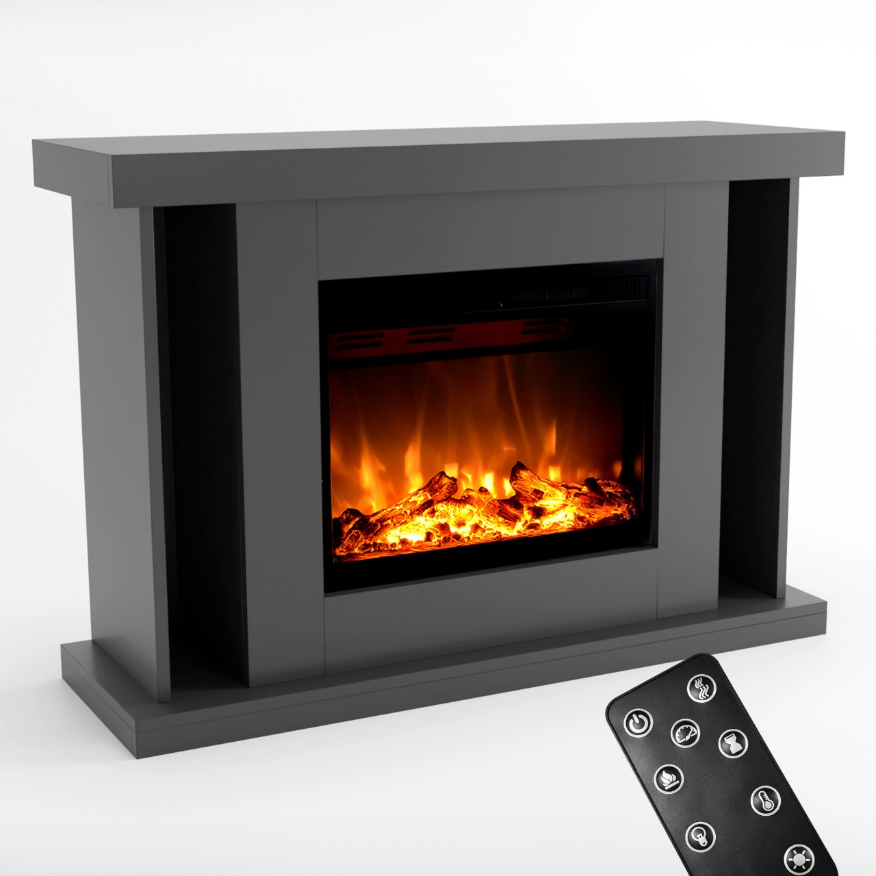 Glow Fire Tarvos Elektrokamin, Standkamin, Elektrischer Standkamin mit Heizung, Dekokamin