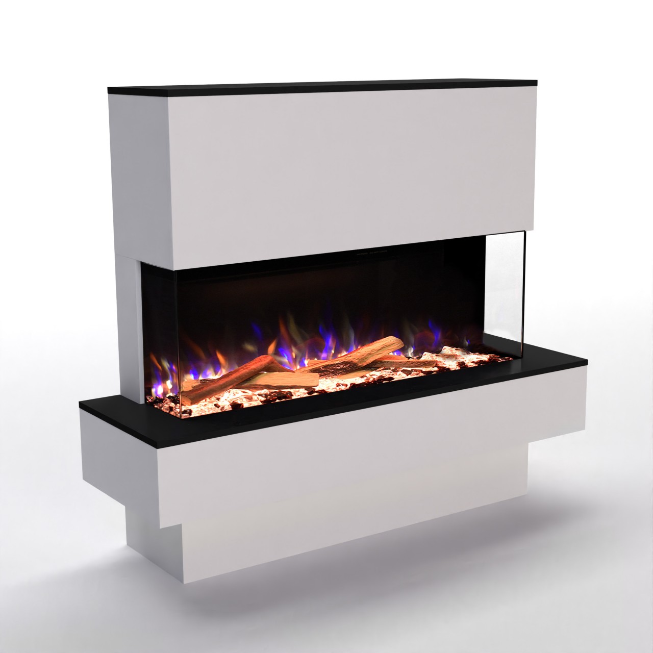 Glow Fire PR18 Weiss Elektrokamin, Standkamin, Elektrischer Standkamin mit Heizung, Dekokamin