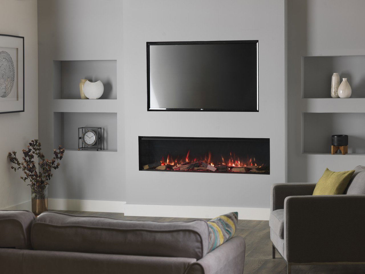 Trimline E150 Solus Elektrokamin , Elektrokamineinsatz mit Heizung, Standkamin modern, Elektrischer Dekokamin