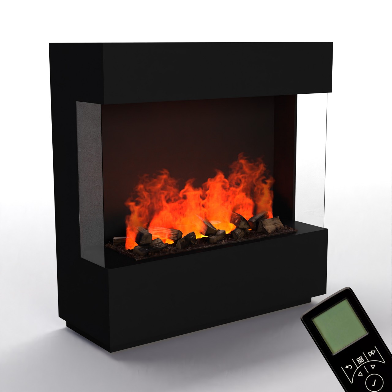 Glow Fire OGF1 1000 Weiß Elektrokamin mit Wasserdampf, Standkamin modern, Elektrischer Dekokamin