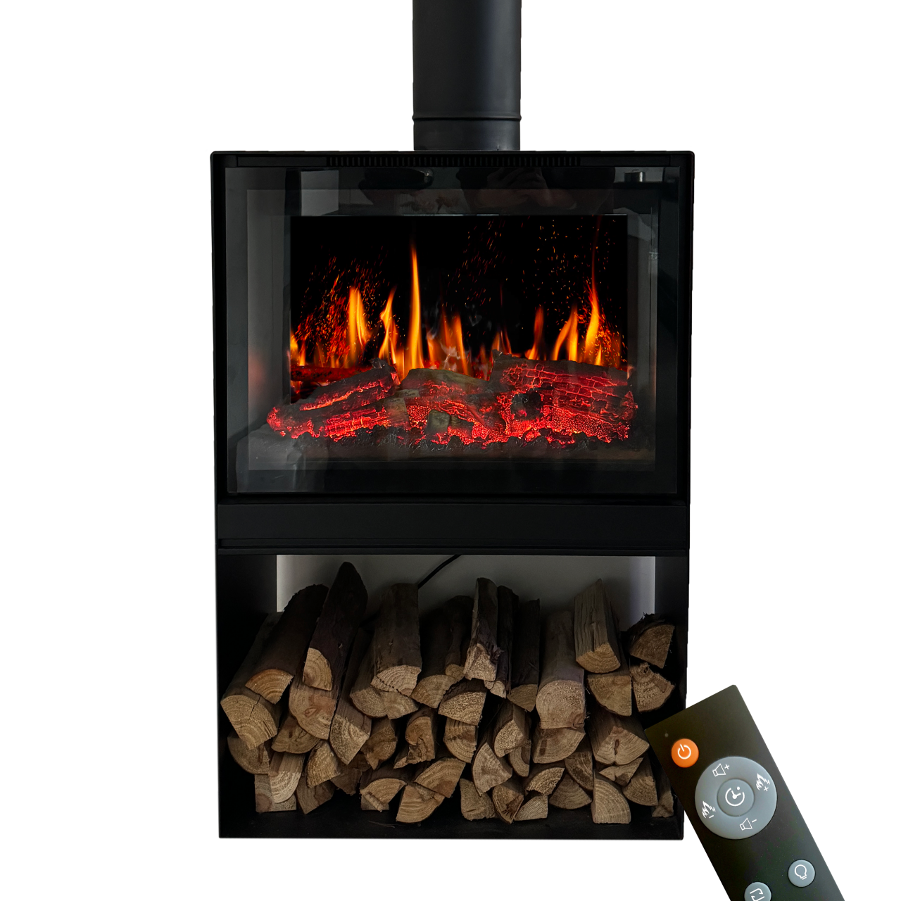 Glow Fire SCM-6 Elektrokamin Schwarz, Screen Motion, Elektrokamineinsatz mit Heizung, Wandkamin modern, Elektrischer Dekokamin
