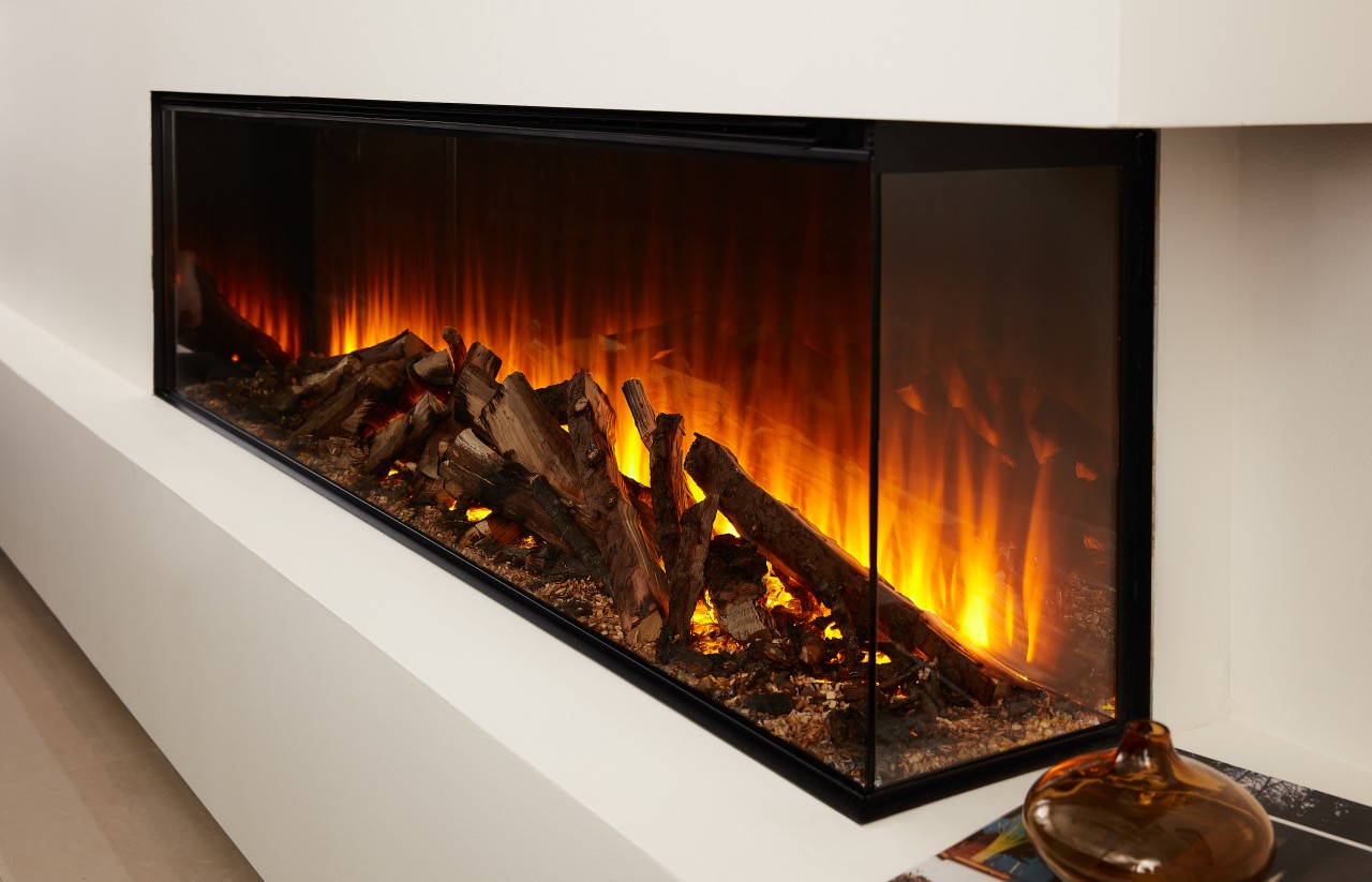 British Fires New Forest Elektrokamin , Elektrokamineinsatz mit Heizung, Standkamin modern, Elektrischer Dekokamin