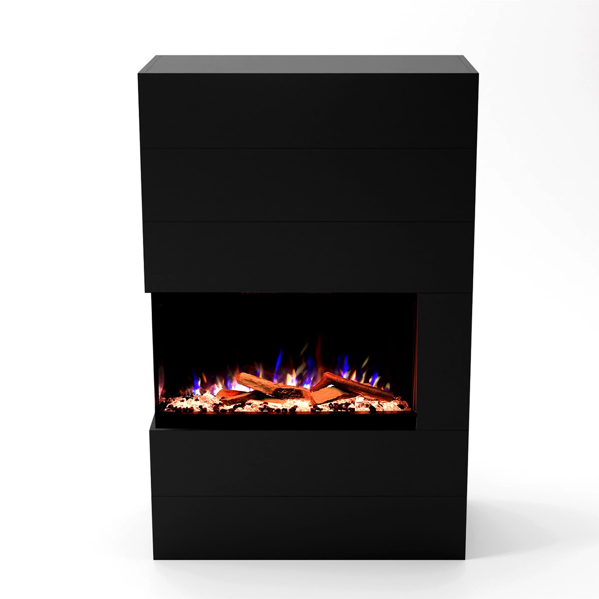 Glow Fire Portia Schwarz Elektrokamin, Standkamin, Elektrischer Standkamin mit Heizung, Dekokamin